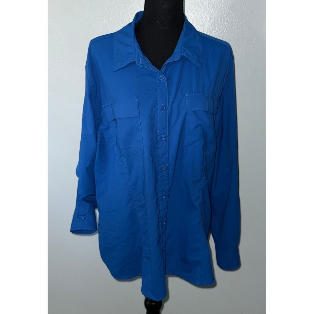 Reel Legends 1X Blue Button Down Long Sleeve Shirt Outdoor Fishing NO FLAWS MINT